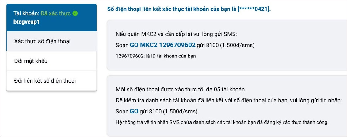 Tài khoản IOE bảo mật thành công 