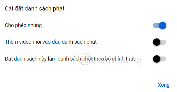 Tùy chỉnh playlist YouTube