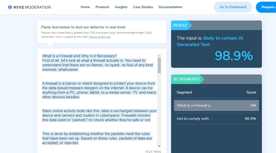 Hive Moderation Text Detection
