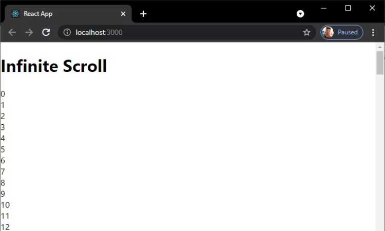 Cuộn vô tận trong Reactjs