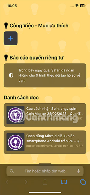 Duyệt web Safari bằng hồ sơ mới