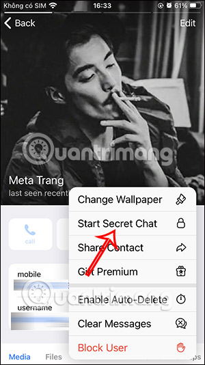 Tạo tin nhắn Telegram bí mật
