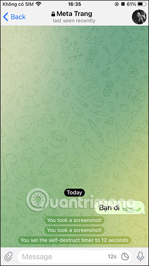 Tin nhắn tự hủy Telegram