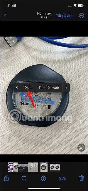 Dịch chữ trong ảnh trên iPhone