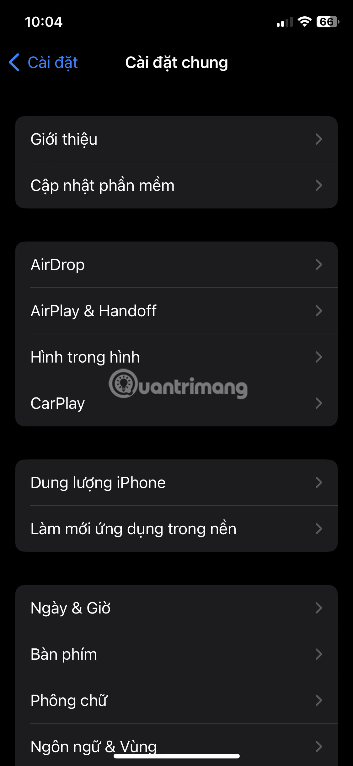 Nhấn vào Cập nhật phần mềm