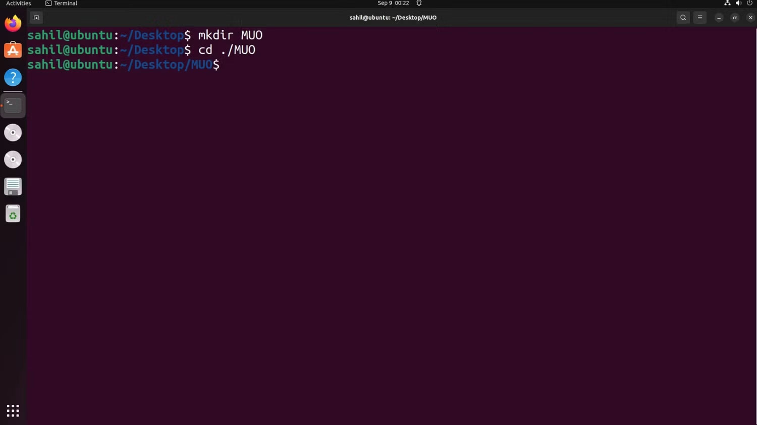 Các lệnh terminal Linux hiển thị cách sử dụng lệnh mkdir