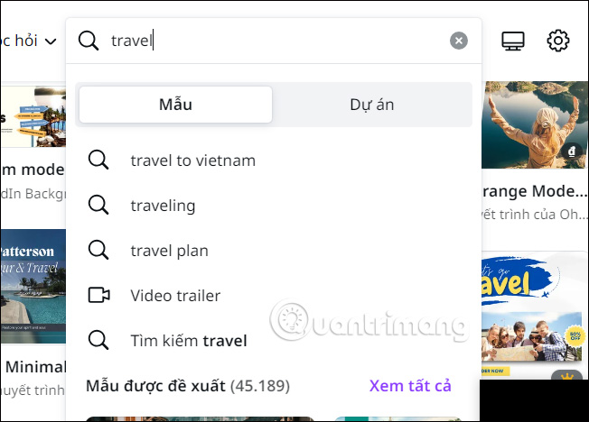 Tìm mẫu thiết kế du lịch trên Canva 