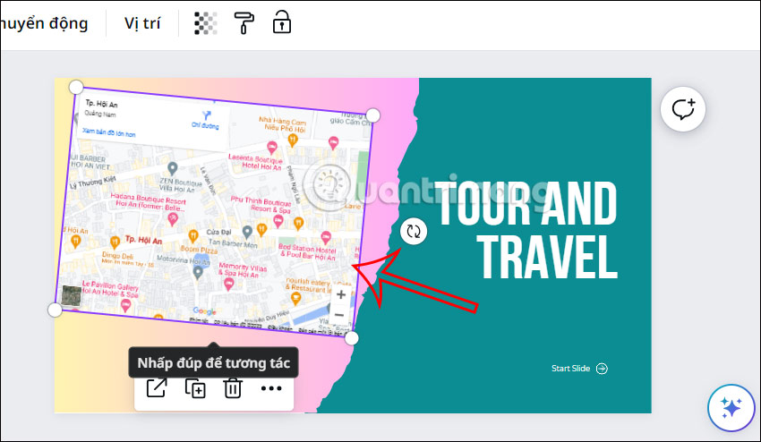 Chèn bản đồ Google Maps trên Canva 