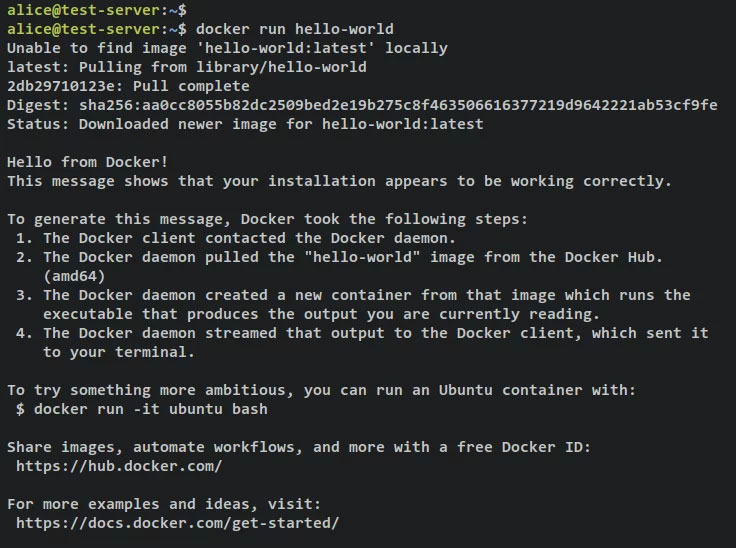 Xác minh Docker chạy hello-world