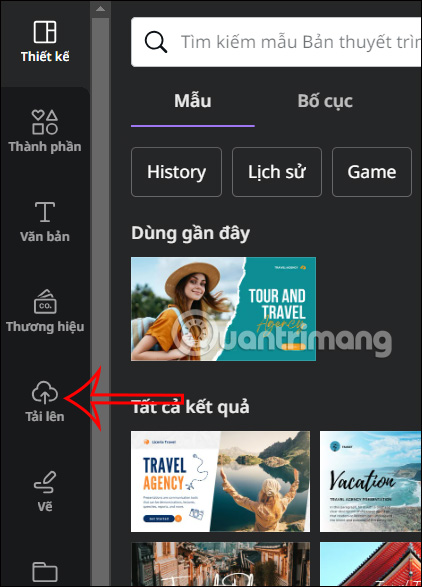 Tải tập tin lên Canva