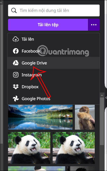 Tải tập tin Google Drive lên Canva