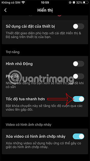 Bật cuộn video TikTok