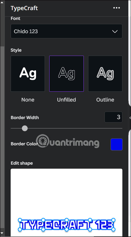 Chọn style TypeCraft trên Canva 