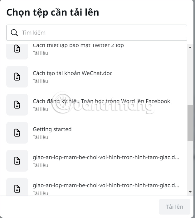 Tải văn bản Google Docs lên Canva