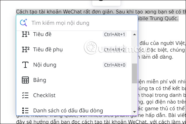 Thao tác văn bản Google Docs lên Canva
