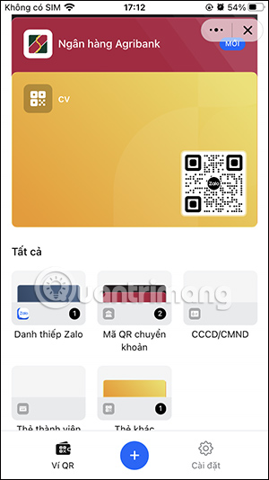 Giao diện quản lý mã QR Zalo
