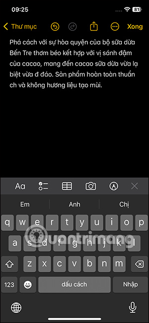 Sao chép chữ tiếng Việt trong video trên iPhone
