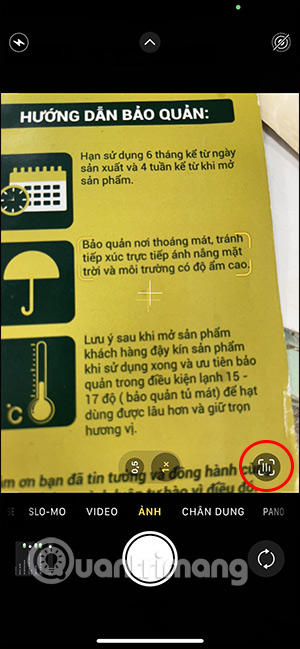 Biểu tượng quét văn bản trong ảnh trên iPhone
