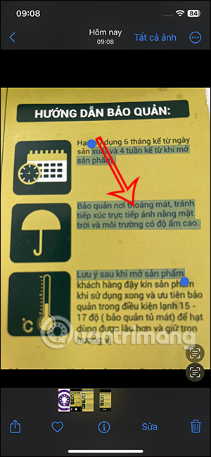 Chọn chữ tiếng Việt trong ảnh trên iPhone