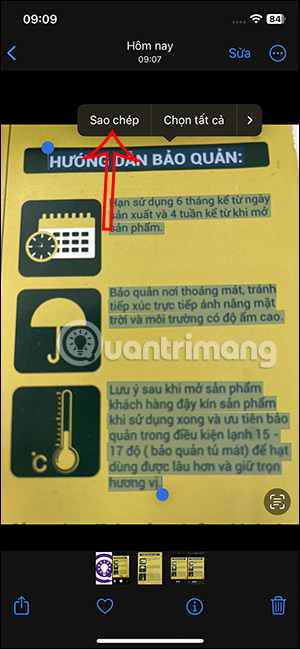 Sao chép chữ tiếng Việt trong ảnh trên iPone