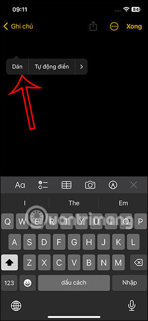 Dán văn bản chữ tiếng Việt trong ảnh trên iPone