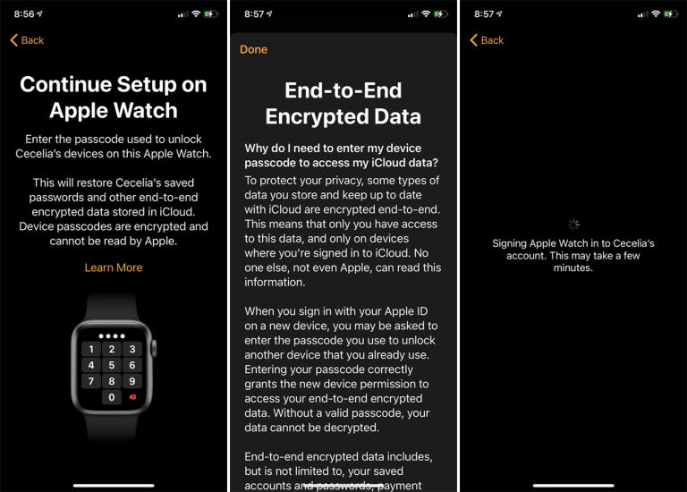 Tiếp tục thiết lập trên Apple Watch