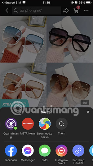 Tùy chọn ứng dụng chia sẻ sản phẩm TikTok Shop
