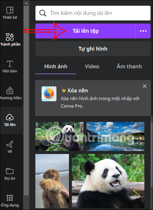 Tải ảnh lên Canva