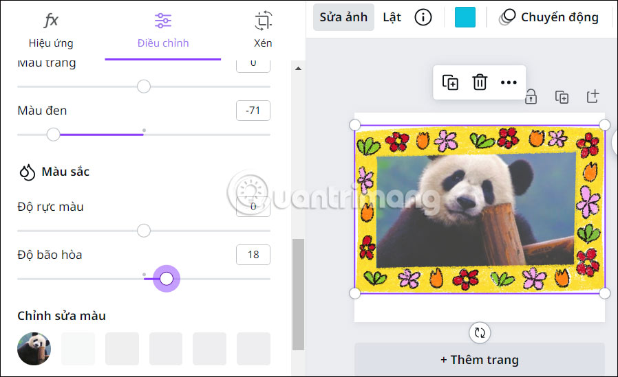 Điều chỉnh ảnh trên Canva