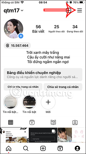 Tùy chỉnh tài khoản Instagram