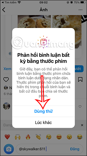 Dùng video Reels Instagram trả lời bình luận
