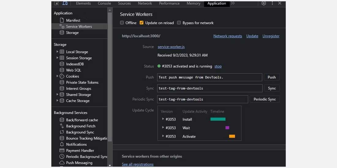 Service worker đã đăng ký