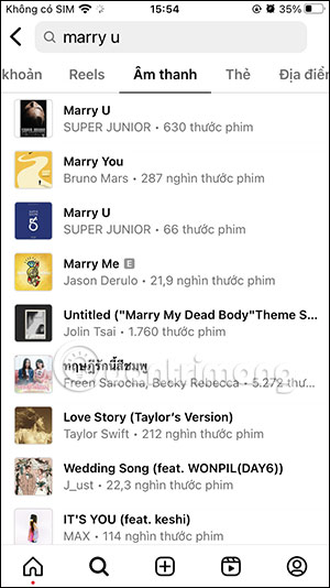 Bài hát trên Instagram Reels