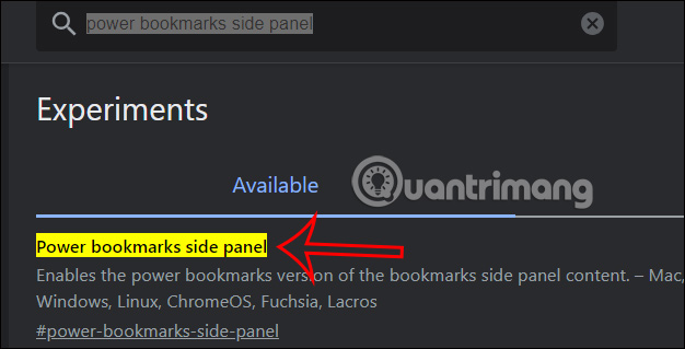 Tìm kiếm flag power bookmarks side panel Chrome 