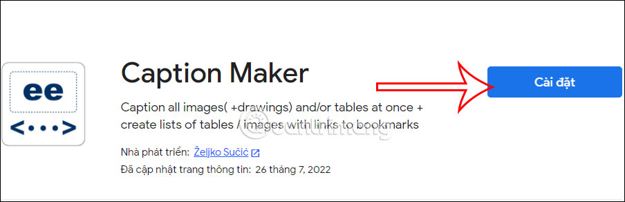 Tải tiện ích Caption Maker trên Google Docs