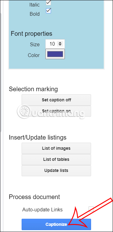 Tạo chú thích bằng Caption Maker trên Google Docs
