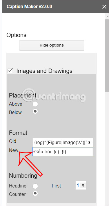 Chỉnh chú thích Caption Maker trên Google Docs