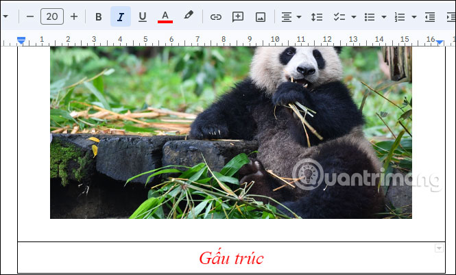 Chú thích ảnh trong bảng trên Google Docs