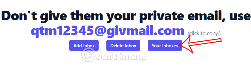 Danh sách email tạm thời Inboxes