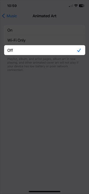 Tắt album cover động trên Apple Music