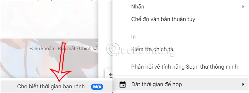 Đặt thời gian rảnh trên Gmail 