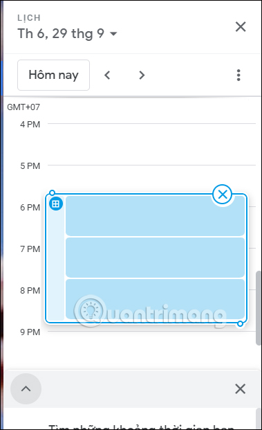 Khoanh vùng thời gian Google Calendar trên Gmail 