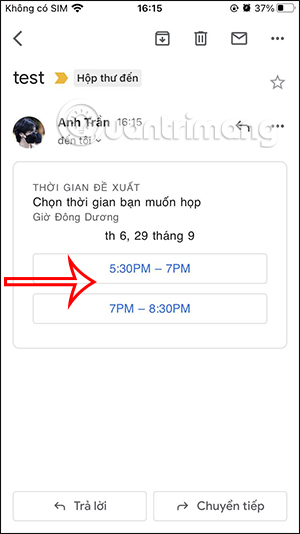 Chọn thời gian sự kiện trên Gmail 