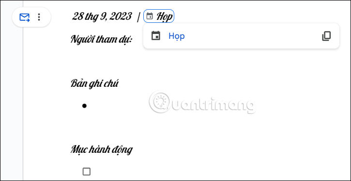 Nhập ghi chú cuộc họp Google Docs