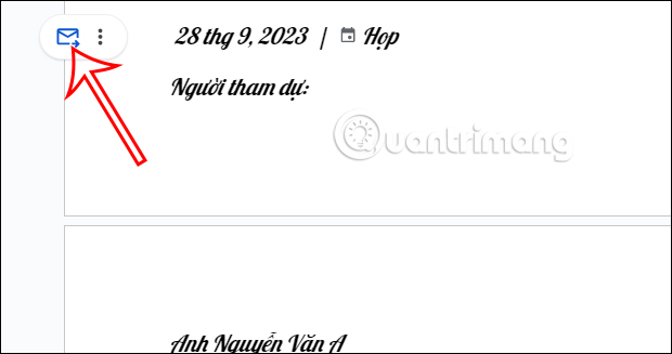 Chuyển ghi chú cuộc họp Google Docs vào email