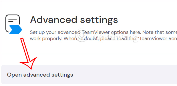 Truy cập cài đặt nâng cao TeamViewer