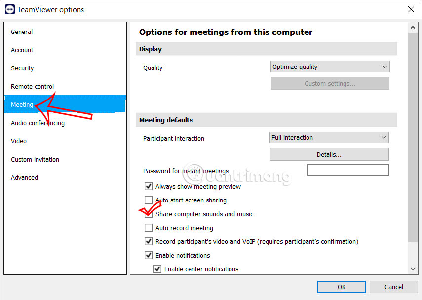 Chia sẻ âm thanh và nhạc họp trực tuyến trên TeamViewer