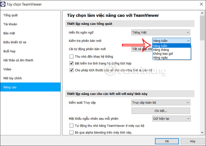Kiểm tra bản cập nhật TeamViewer