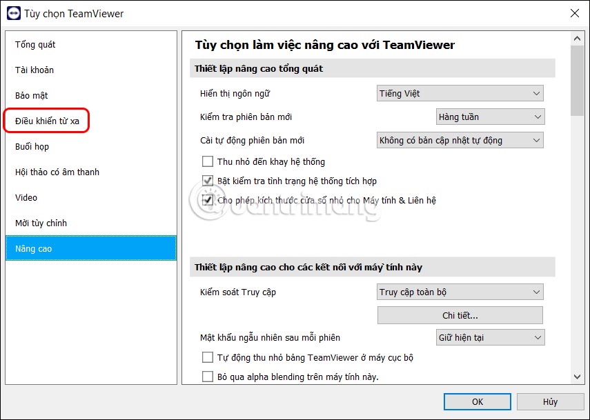 Điều khiển từ xa trên TeamViewer