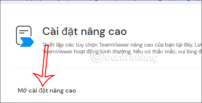 Mở cài đặt nâng cao máy tính dùng Teamviewer